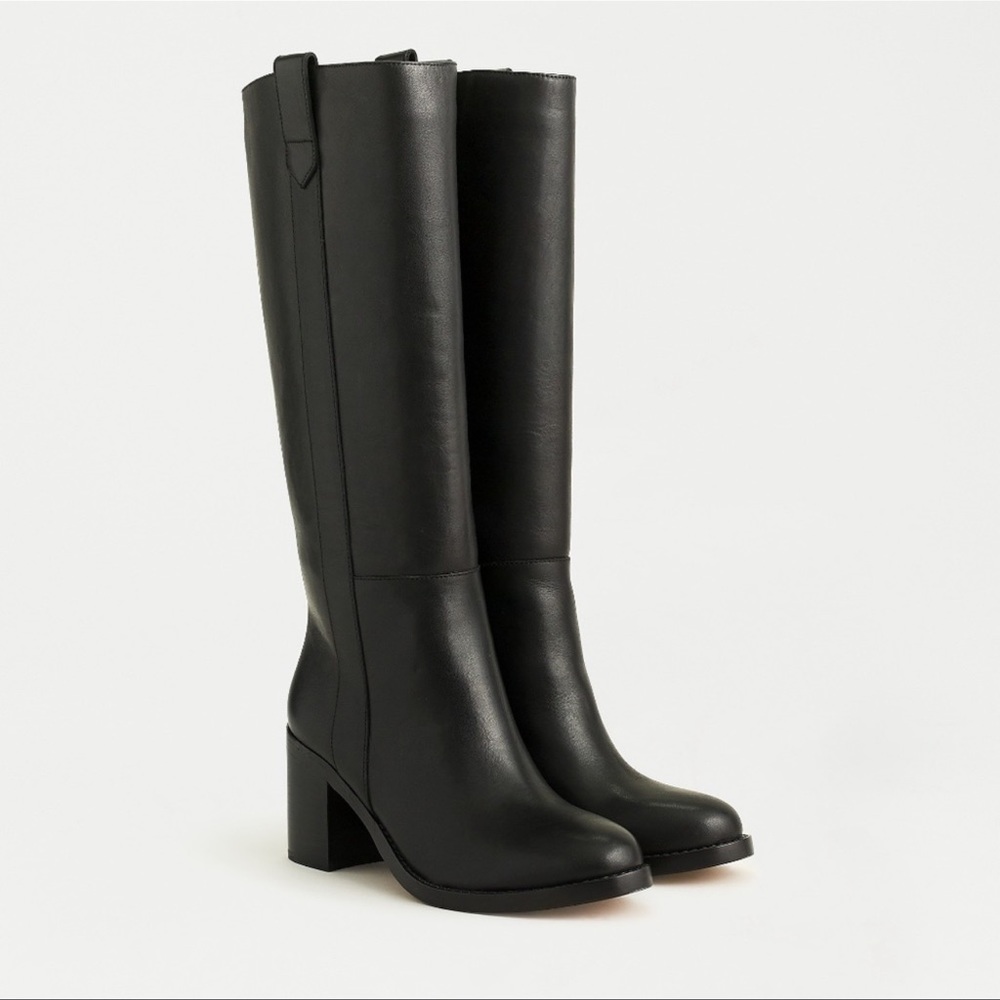 New J Crew Stacked Heel Leather Riding Boots